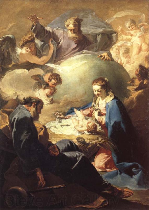 PELLEGRINI, Giovanni Antonio The Nativity with God the Father and the Holy Ghost Germany oil painting art